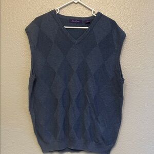 Alan Flusser V-Neck Blue Argyle Sweater Vest